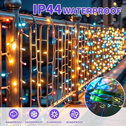 100 LED String Lights 33ft Multicolor, Plug in Fairy Lights with 8 Modes, Indoor Outdoor Christmas Lights for Tree Bedroom Patio Yard Holiday Party Decor (Multicolor, 100 LED 33ft)