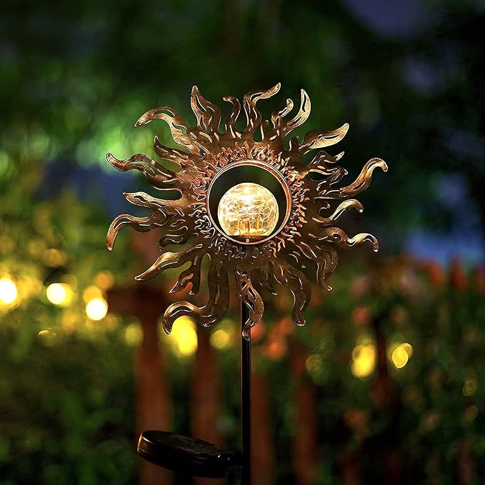 Solar Lights Outdoor Garden Decor Solar Powered Sun Lantern for Yard, Patio,Lawn or Pathway Sun Decorations Crackle | Lumora