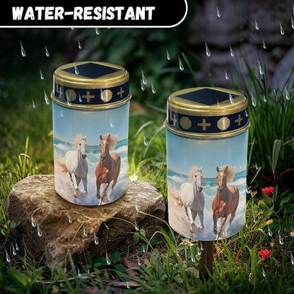 Running Horse Horse Yard Stake Lights,Horse Garden Stake Lights Solar Powered Lantern Landscape Lighting,Hose Decor LED Lantern,Garden Horse Decoration-Warm White