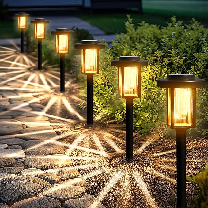 Solar Pathway Lights, 6 Pack Solar Light Outdoor IP65 Waterproof Landscape Lighting for Garden, Path, Yard, Walkway, Outdoor Decor Warm White