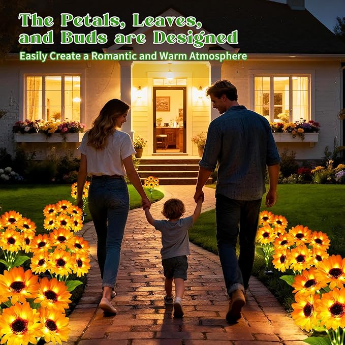 Solar Sunflower Lights Outdoor Garden Decor, Solar Flowers Lights with 12 Sunflowers,8 Lighting Modes, Birthday Gifts for Mom Women, Outdoor Decorative Stakes Light for Landscape Yard Patio Lawn