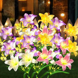 Alynsehom 2 Pack Solar Garden Lights, 29in Outdoor Waterproof Solar Flower Lights with 8 Lilies 4 Butterflies | Lumora