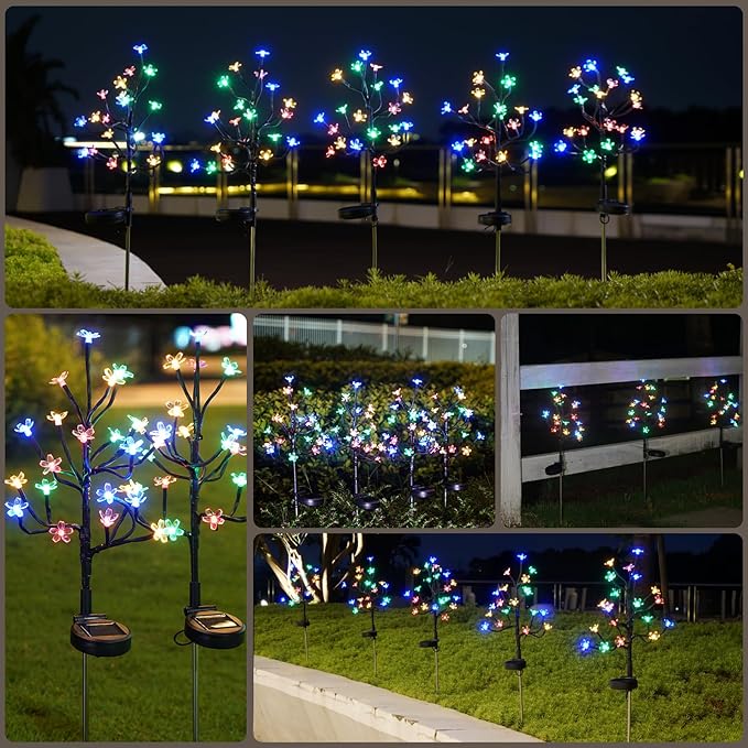 Solar Garden Lights Outdoor Waterproof,Garden Decor Solar Flowers For Outside Decorative,2Pack 2Modes Solar Powered Fairy Outdoor Decorations for Yard Patio Pathway, Gardening Gifts Mothers Day