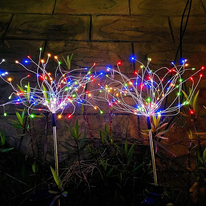 JJGoo Solar Firework Lights, 2 Pack 180 LEDs 2 Lighting Modes Solar Lights Outdoor Waterproof for Garden Patio | Lumora