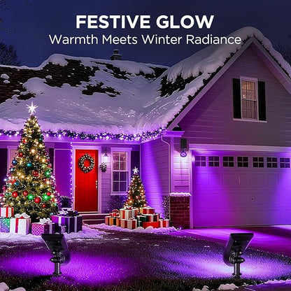 InnoGear Solar Lights Outdoor Waterproof Halloween Christmas Solar Garden Light for Outside Yard Landscape Lighting Pathway Spot Lights Spotlight Wall Light Auto On/Off, 2 Pack (Violet Purple Light)