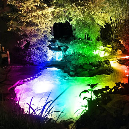 Underwater LED Lights, 18W RGB Color Changing Spotlights, IP68 Waterproof Submersible Spotlights Suitable for Garden Yard Lawn Pathway （Not Include Transformer）