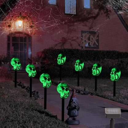 HUYIENO Solar 4pcs Halloween Pathway Lights LED Lights Outdoor Waterproof Halloween Decorations for Garden