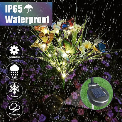AVEKI Solar Garden Lights, 2 Pack 84LED 14 Butterfly 28 Daisy Flower Solar Powered Lights IP65 Waterproof Stake Lights Outdoor Landscape Lights for Yard Patio Lawn Gift for Women (White-1)