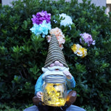 Solar Firefly Jar Gnome Waterproof - Large Garden Gnome Funny Solar Outdoor LED Lights Resin Statues 10.6" Lantern | Lumora