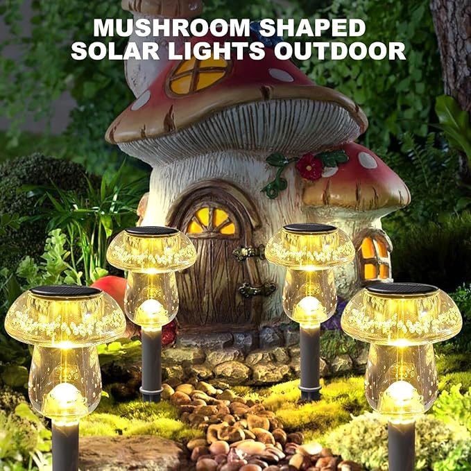 QUQUQ Solar Pathway Lights Solar Lights Outdoor Pathway Powered LED Mushroom Garden for Yard Yard Patio Decor(Multi-Colored)