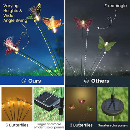 Solar Garden Lights,Swaying Butterfly Lights Outdoor Decorative,2pack Warm White LED Solar Lights for Outside Yard,Lawn,Patio,Pathway Decoration Gardening Gifts