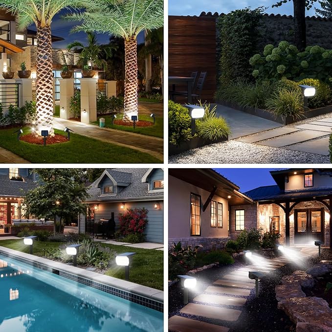 [ 8 Pack/56 LED ] Solar Lights Outdoor Motion Sensor, Spot Landscape Lighting with 3 Modes, Waterproof Spotlights | Lumora