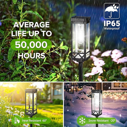 KOOPER Taller Solar Pathway Lights Outdoor, 12 Pack Upgraded Brighter Solar Garden Lights Solar Powered, Up to 15 Hours Outdoor Solar Lights for Yard Landscape Path Walkway Driveway （Cool White）