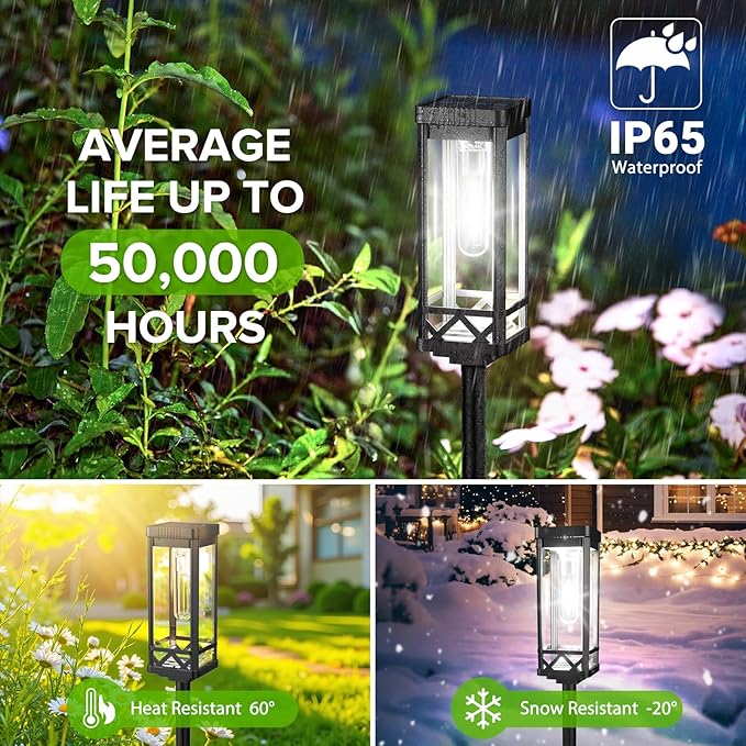 KOOPER Taller Solar Pathway Lights Outdoor, 2 Pack Upgraded Brighter Solar Garden Lights Solar Powered, Up to 15 | Lumora