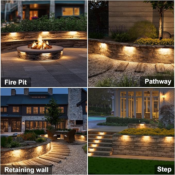 VOLISUN 8 Pack 7 Inch Retaining Wall Lights, Waterproof LED Hardscape Lighting, Cuttable Low Voltage Landscape Lighting, 12V Paver Lights, 3W Outdoor Step Lights, 2700K Soft White, ETL