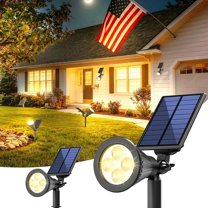 Solar Lights Outdoor Waterproof IP65,3000K Super Bright LED,2 Lighting Modes, Solar Powered Yard Garden Solar Spot | Lumora