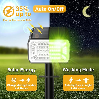 Solar Color Changing Spot Lights Outdoor Waterproof IP65, [8 Pack/32 LED/7 Modes] 2-in-1 Landscape Spotlights, Auto On/Off High Lumens Solar Spot Lights for Outside Yard Garden Pathway Walkway