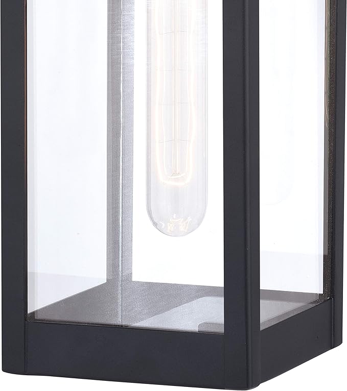VAXCEL Kinzie Outdoor Porch Light, 5" W x 14.25" H Black Outdoor Lantern, Modern Dusk to Dawn Wall Light for Porch | Lumora
