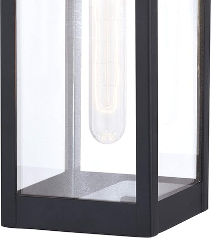 VAXCEL Kinzie Outdoor Porch Light, 5" W x 14.25" H Black Outdoor Lantern, Modern Dusk to Dawn Wall Light for Porch, Patio, Deck, or Front Door