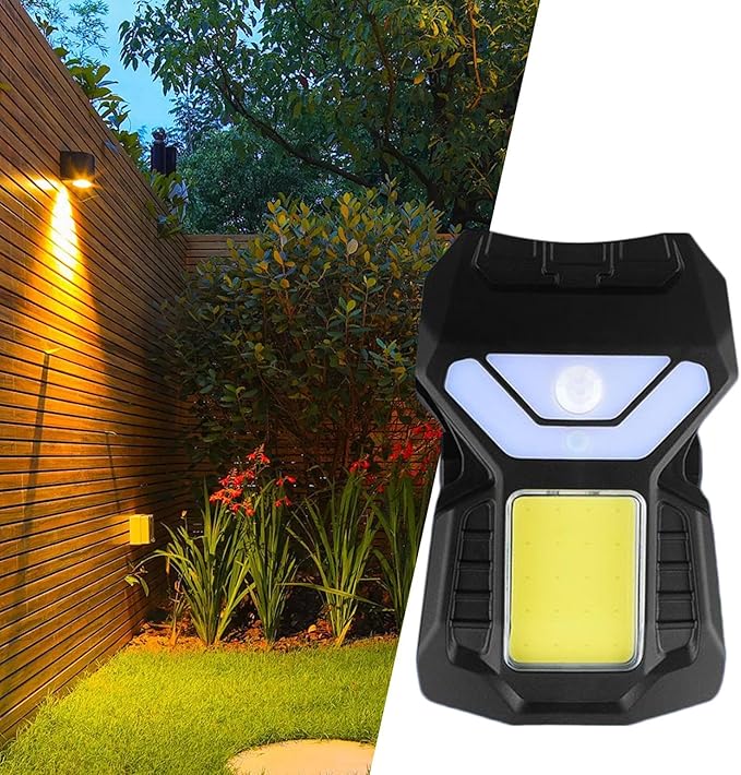 Solar Fence Lights Outdoor - Waterproof Motion Sensor Outdoor Lights - Lamp with 3 Modes for Farm Gutter Deck Pathway Stairs Backyard Walkway Flower Bed Step Driveway Garage Camping