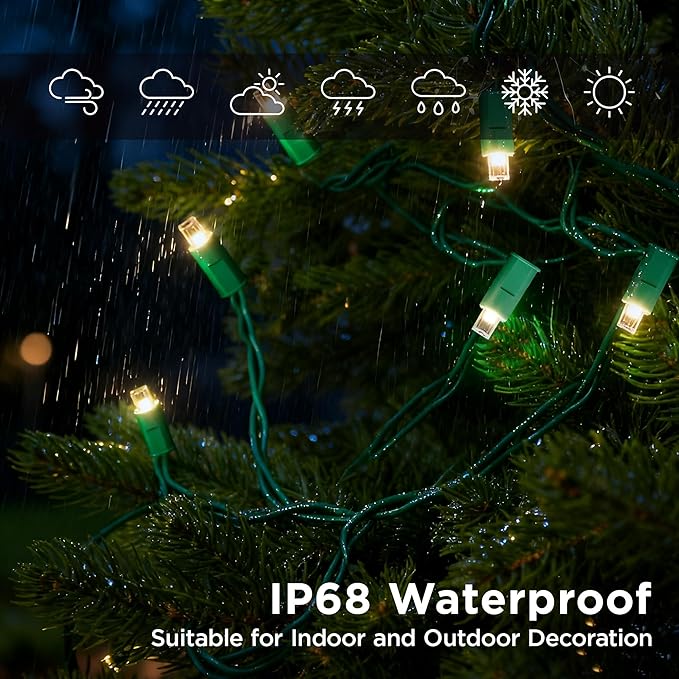 Christmas String Lights (Warm White - Steady, 25FT), Mini LED String Lights, Waterproof Mini Fairy Lights for Outdoor Indoor Holiday Party Patios Wedding Valentines Day Halloween Xmas Decor