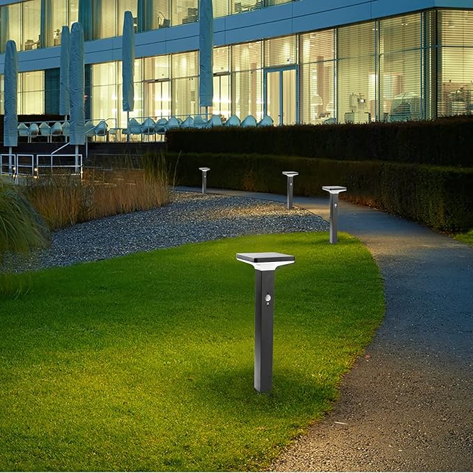 Solar Pathway Lights Outdoor，Motion Sensor Dusk to Dawn Bright Lamps Post，Led Waterproof Aluminum Landscape Lighting Path High 600 Lumen Black Light for Garden Yard Lawn Walkway Driveway Patio