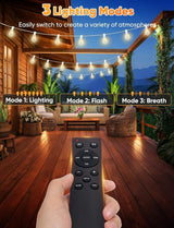 Brightever Outdoor String Lights with Remote, 200FT LED Patio Lights with 62 ST38 LED Filament Bulbs, 3 Lighting | Lumora