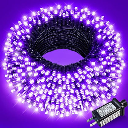 Purple Christmas Lights, 66FT 200 LED Christmas Lights Outdoor with 8 Modes Waterproof, Connectable String Light Indoor Green Wire for Tree Garden Patio Party Holiday Decorations