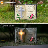 Outdoor Solar Memorial Cross Stakes Lights, Waterproof Book Statue Grave Decorations Sympathy Gifts for Cemetery | Lumora