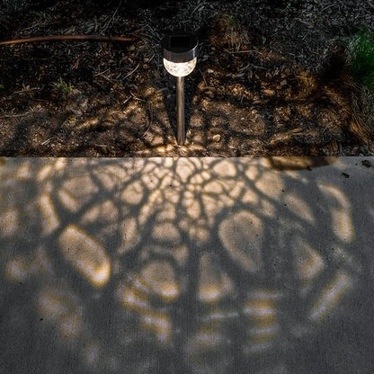 Crosslight Solar Powered Pathway Lights (4 Pack) - Hanging Crackled Ball Outdoor LED Lights, Waterproof for Garden, Yard, Patio, Lawn, Walkway - Decorative Ground Stake Lighting | Warm White