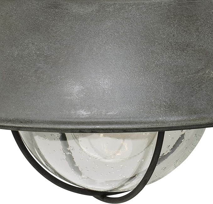 VAXCEL Harwich 10.25 in. H 1-Light Textured Gray Coastal Outdoor Wall Sconce Made of Durable Steel, Clear Seeded Glass Shade, LED Compatible, Use for Exterior Porch Patio Front Door or Garage