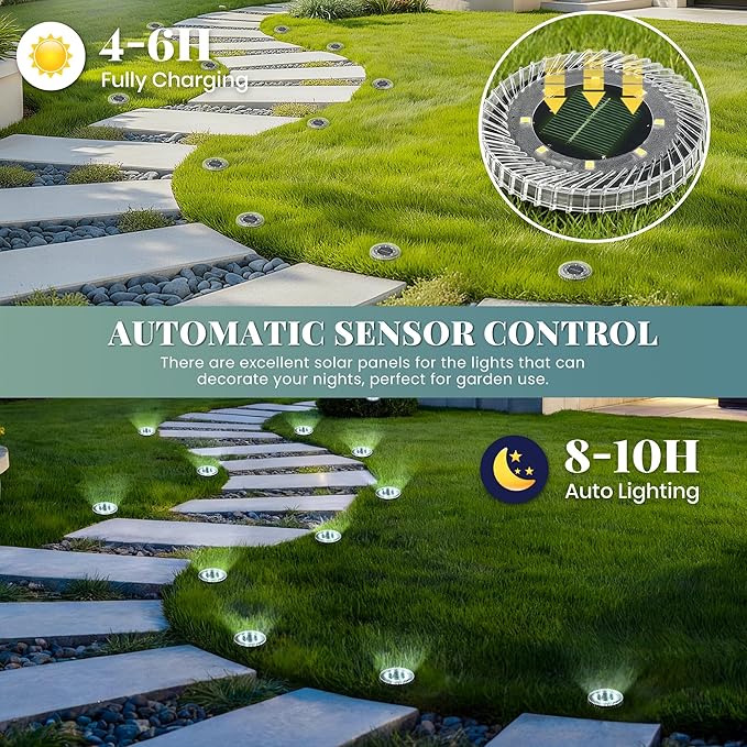 10 Pack Small Solar Ground Lights, Pathway Lights Waterproof, Outdoor Solar Light for Garden, Driveway, Walkway | Lumora