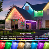 100FT(2x50FT) RGB Solar Outdoor String Lights with Remote, Multicolor&Warm White Dimmable Waterproof Patio Lights | Lumora