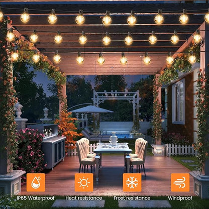 OHLUX 30FT Solar Globe String Lights Outdoor,Waterproof Solar G40 Patio Lights With Remote, 17 Shatterproof LED Filament Bulbs, 2200K Soft White,Dimmable Outside Edison Hanging Light for Backyard Deck