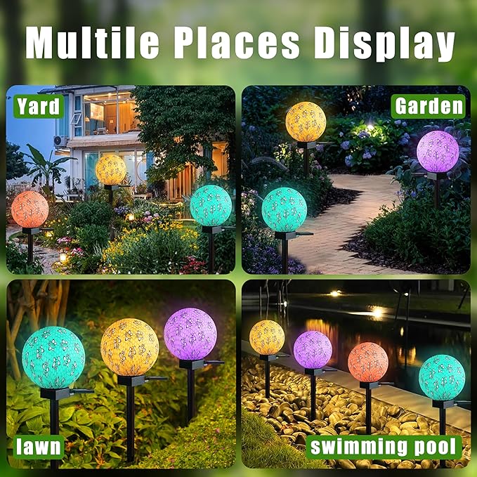 Bee Design Solar Pathway Lights Outdoor, Waterproof LED Garden Light with 7 Colors, Auto On/Off Landspace Lantern, Garden Decor for Yard, Patio, Planter, Walkway