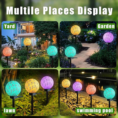 Bee Design Solar Pathway Lights Outdoor, Waterproof LED Garden Light with 7 Colors, Auto On/Off Landspace Lantern, Garden Decor for Yard, Patio, Planter, Walkway