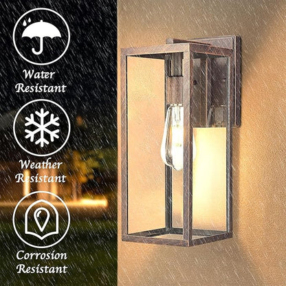 Bestshared Outdoor Wall Sconce, 15 Inch Outdoor Wall Lantern with Clear Glass, Anti-Rust Porch Lights,Weather Resistant Outdoor Lights for House, Garage, Doorway, Patio, Yard,E26 Socket(1Pack)