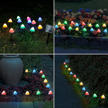 Set of 12pcs Mushroom Solar Garden Lights,2 Modes 14.5ft Solar Powered Mushroom Night String Lights Waterproof for Outdoor Pathway Garden Lawn Party Christmas Decor (Multicolor)