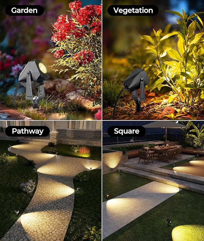 Outdoor Landscape Lighting, 4 Pack Outdoor Spotlights, LED Landscape Lights for House Yard Garden Lawn Tree Fence | Lumora
