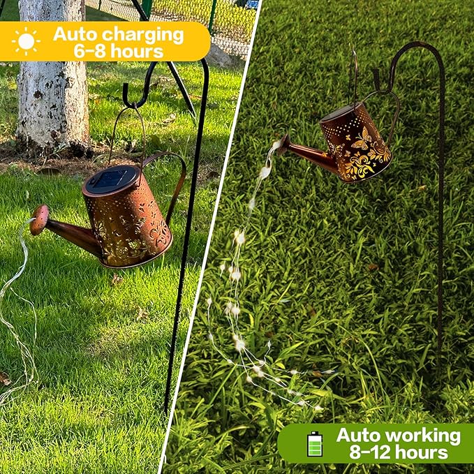 Solar Watering Can Outdoor Lights Garden Decor,Butterfly Hanging Lantern Waterproof Landscape Lights Outside | Lumora