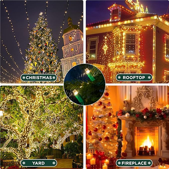 Christmas String Lights (Warm White -Twinkle, 50FT), Mini LED String Lights, Waterproof Fairy Lights for Outdoor Indoor Holiday Party Patios Wedding Valentines Day Halloween Xmas Decor