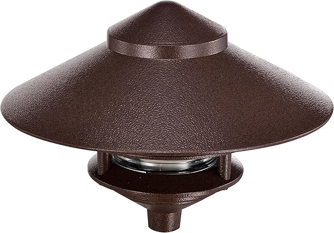 NUVO SF76/635 One 2 Louver Hood Outdoor Pagoda Landscape Pathway Light, 2 Tier-Large, Old Bronze | Lumora