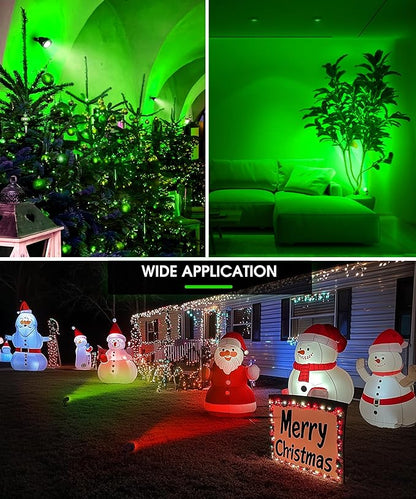 L LOHAS LED Green Christmas Spot Lights Outdoor, 10W Dusk to Dawn Sensor Landscape Spotlights for Yard, IP66 Waterproof Pathway Garden Outside Lights, 9.84ft Cord, Green Lawn Decor Lamp, UL Listed