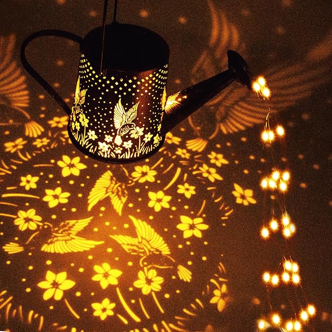 Solar Watering Can Outdoor Lights Garden Decor,Hummingbird Hanging Lantern Waterproof Landscape Lights Outside | Lumora