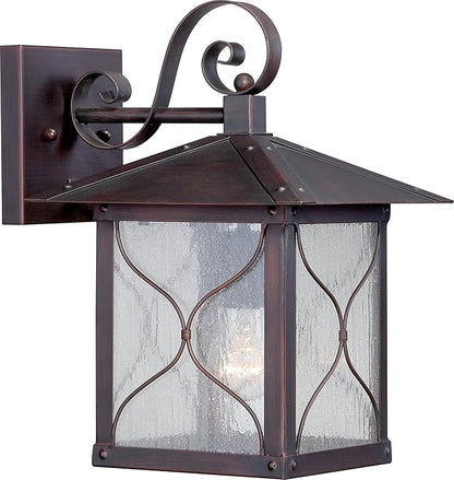 Nuvo Lighting 60/5612 Vega Medium One Light Wall Lantern 100-watt A19 Outdoor Porch and Patio Lighting with Clear Seeded Glass, Classic Bronze
