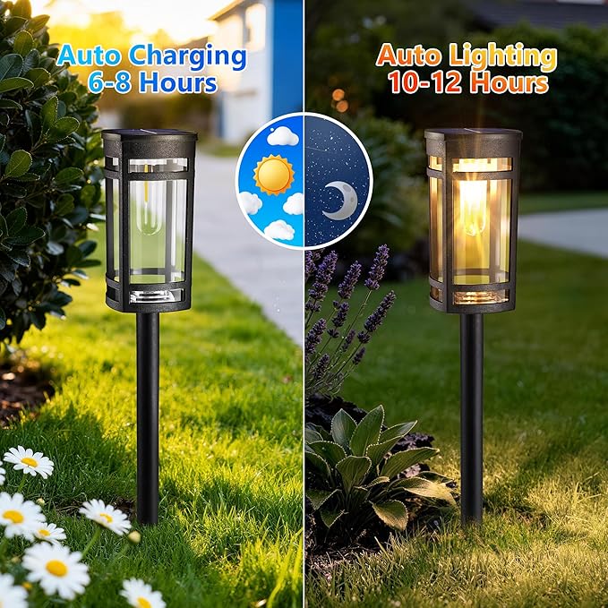 6 Pack Outdoor Solar Pathway Lights - Solar Landscape Lights Outdoor Walkway Solar Garden Lights for Lawn, Path, Yard Decor (Warm White)