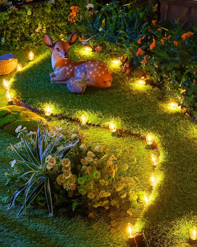 Brightown Vintage C9 Christmas Lights Outdoor, 50 Feet 50 LED C9 Christmas Decorations, Connectable Waterproof String Lights for Holiday Party Roofline Backyard Garden Patio, E17 Base, Warm White