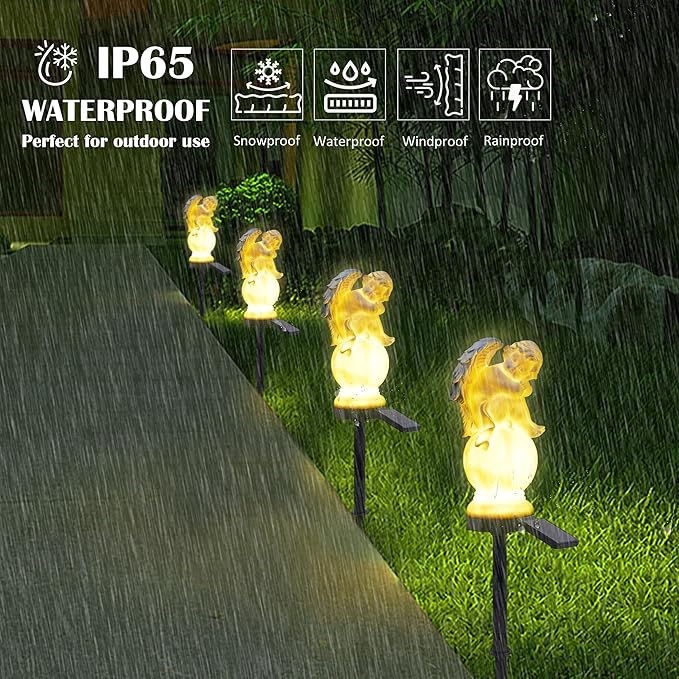 Solar Angel Garden Lights - Outdoor Decorative Stake Light Waterproof for Yard Patio Pathway Lawn Ornaments Garden Christmas Decorations Angel Gifts