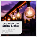 Newhouse Lighting 25-Foot, 25 Socket Indoor/Outdoor String Lights with 27 Very Big LED Globe G50 Bulbs (2 Free | Lumora
