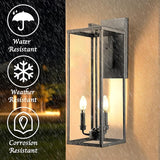 Bestshared Large Outdoor Wall Sconce, 24'' Modern Black Outdoor Wall Lantern, 3-Light Clear Glass Porch Light | Lumora